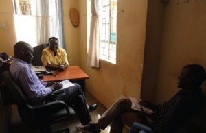 The monitoring team gets feedback from Getrude Lwanga, ASRHR trainer, in Mumias, Kenya
